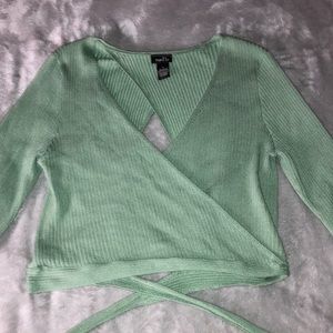 (L) Sage green crossover crop top